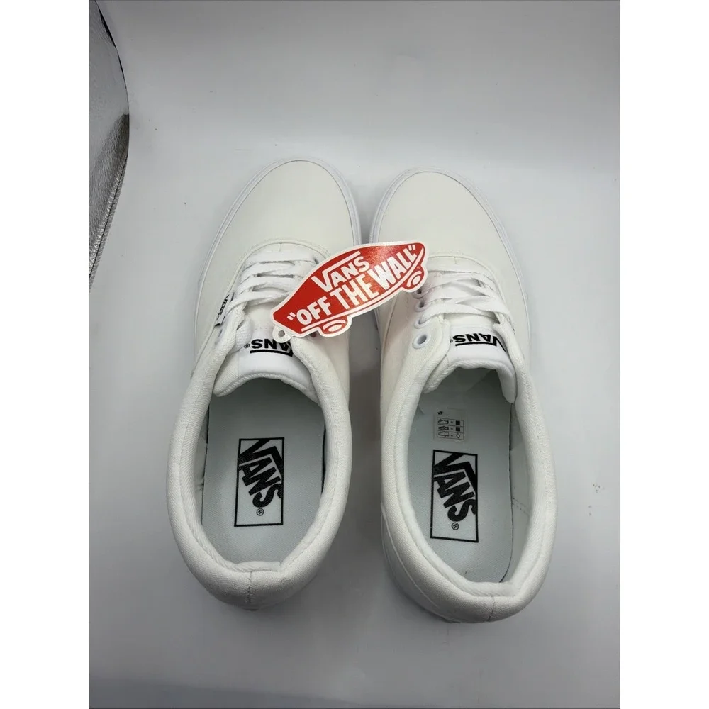 -NEW Vans Sneaker Skate Shoe Lace Up Canvas White Men's Size 8‎